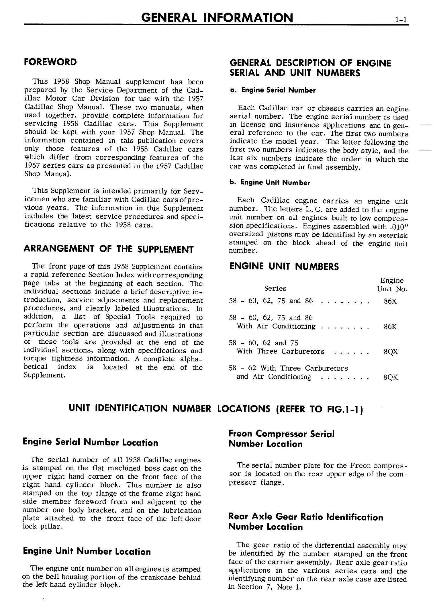 1958 Cadillac Shop Manual General Information Page 5 Of 7 2391